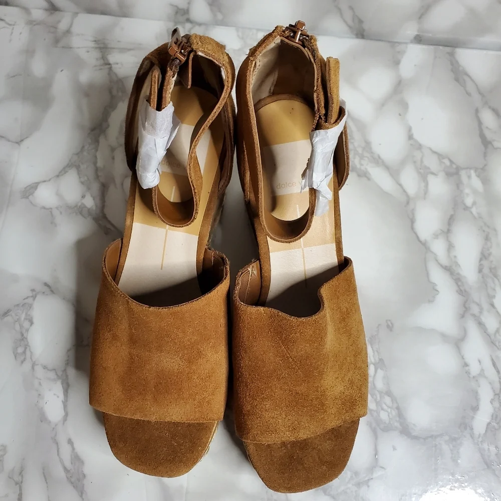 Dolce Vita Brown Suede Wedge Sandals Otto 7.5 - Picture 3 of 11